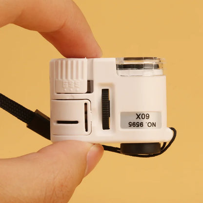 Portable 60X Handheld Magnifying Glass Mini Pocket Microscope Loupe Currency Detector Jeweler Magnifier With LED Light