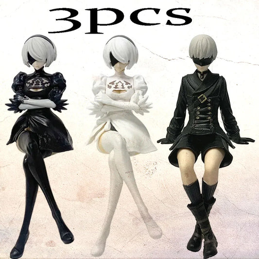 In Stock 13-15cm Black & White Brand-New Figure, PVcSitting Pose Model, Collector-Grade Gift Toy, New Year& Holiday Gift