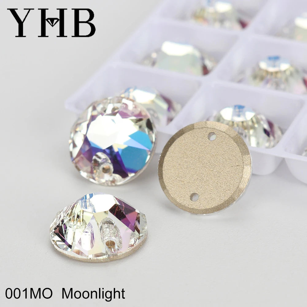 YHB Top Quality XIRIUS Glass Crystal AB Moonlight Sewing Stones Flatback Sew on Rhinestones For Garment Clothes Bags