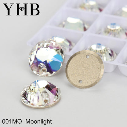 YHB Top Quality XIRIUS Glass Crystal AB Moonlight Sewing Stones Flatback Sew on Rhinestones For Garment Clothes Bags