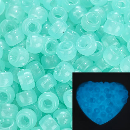 IYOE 100Pcs Pony Beads 6x9mm Glitter Acrylic Beads Luminous Spacer Beads For Diy Craft Jewelry Bracelets Making Hair Supplies