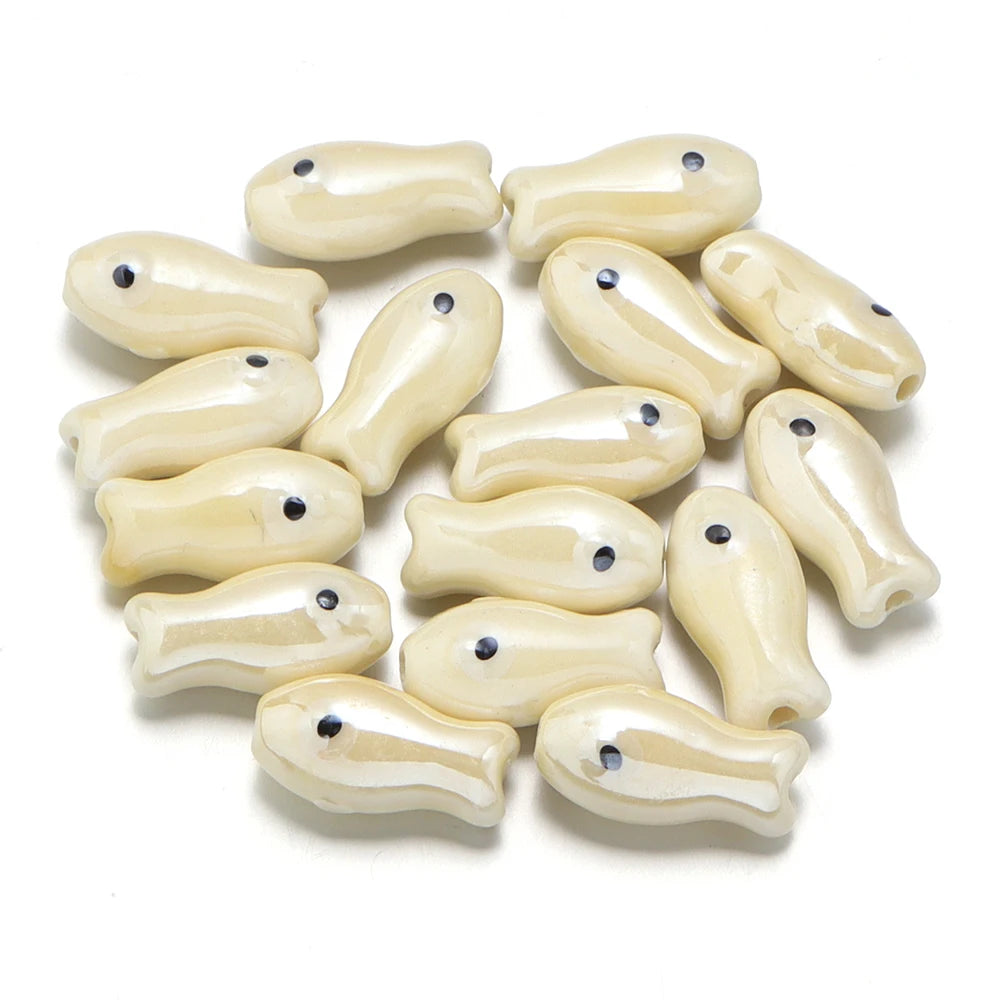 10pcs/lot Retro Small Fish Ceramic Beads Cute Porcelain Loose Spacer Beads For DIY Jewelry Making Necklace Bracelets Accessor