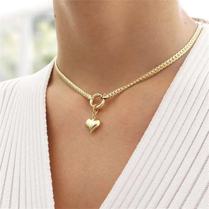 Vintage Punk Gold-plate Thick Chain Head Portrait Coin Pendant Necklace For Women Fashion Multilevel Geometric Hip Hop Jewelr