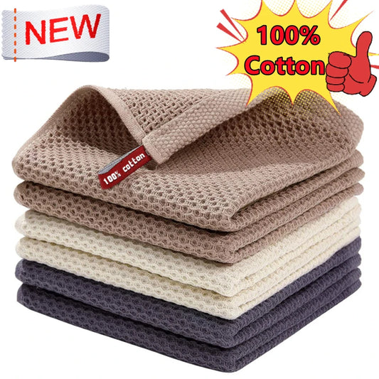 New 100% Cotton Dishcloth Ultra Soft Absorbent Kitchen Towel Household Cleaning Cloth Kitchen Tools Gadgets Wash Cloth Dish R