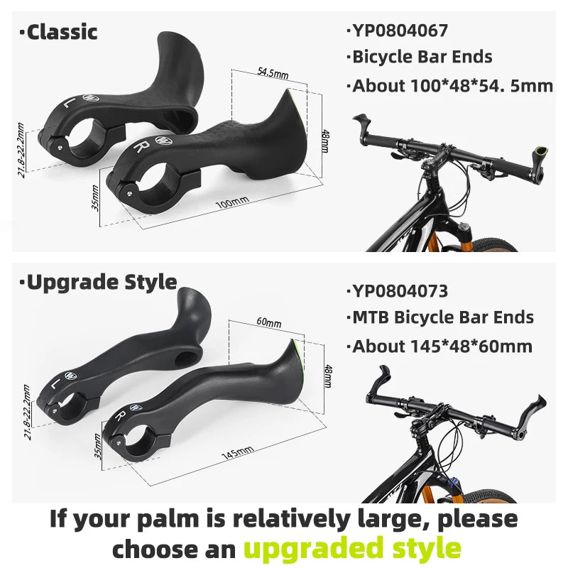 WEST BIKNG Bicycle Bar Ends Ergonomic MTB Mountain Road Gravel Bike Inner Bar Ends Alloy Plug Auxiliary Handlebar Cycling Par