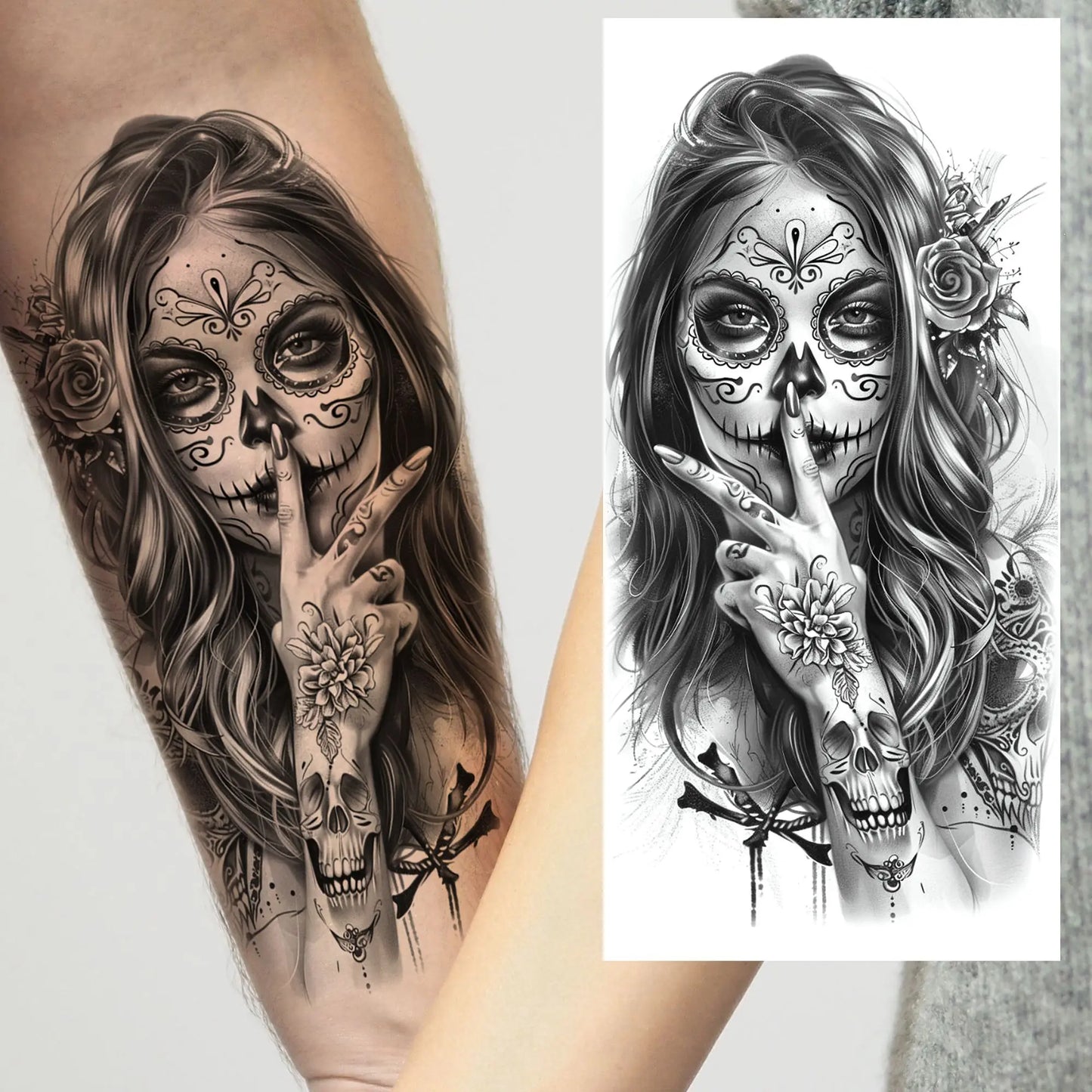 1 Sheet Evil Women Face Joker Mask Temporary Tattoos For Men Women Adults Waterproof Realistic Fake Tattoos Long Lasting Stic