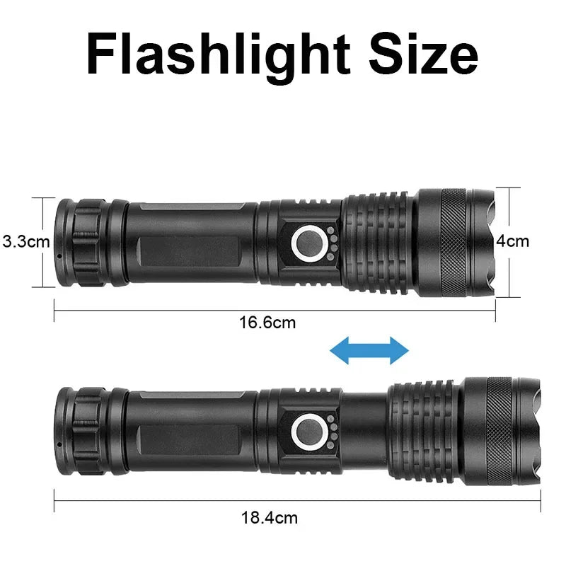 Rechargeable Flashlights High Power LED Tactical Flashlight Super Bright Handheld Hunting Torch Light for Emergency Hiking