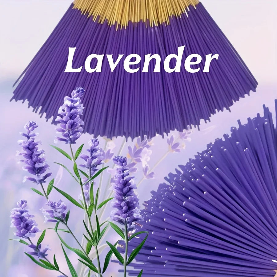 Available in 57/129/299 Pieces, Lavender Premium Incense Sticks, 8.66 Inches - 30~40 Minutes Burning Time, Light Fragrance, S