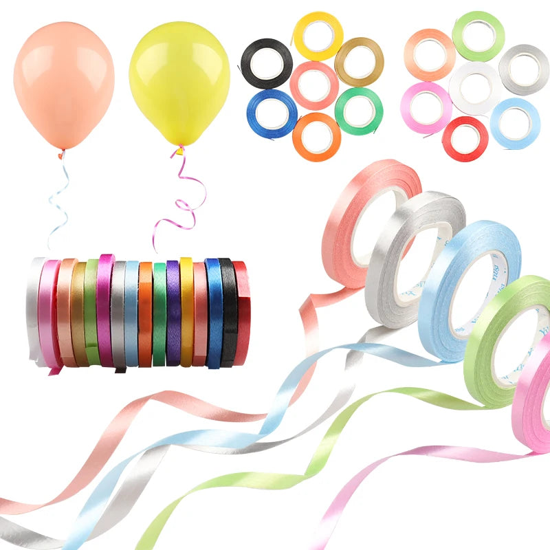 10metre/Roll Balloon Ribbon Birthday Party Decoration Supplies Wedding Accessories DIY 5mm Balloon Rope Satin Colourful Ribbo