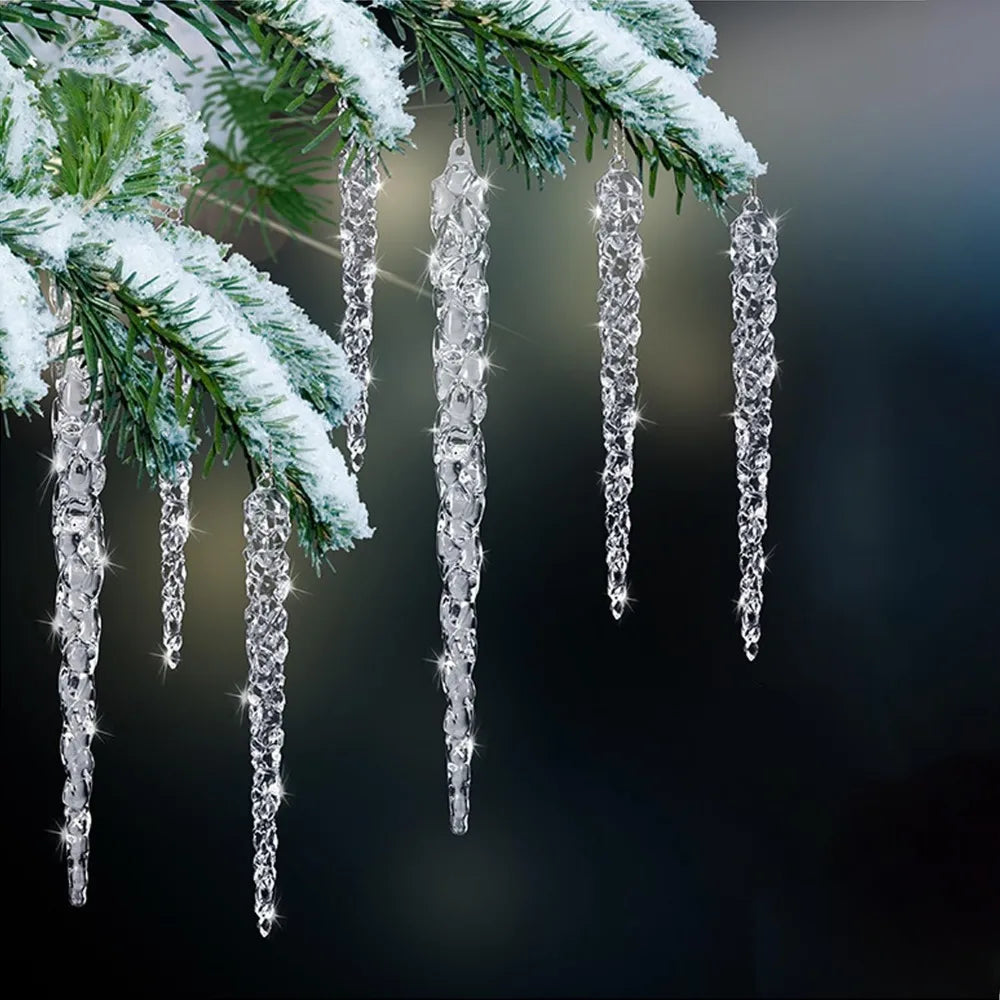 24 pieces of creative Christmas acrylic simulated icicles Christmas tree hanging decorations, suitable for Christmas home dec