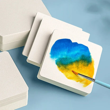 50Pcs 300g Blank Watercolor Paper Cards Portable Postcard Square Round for Painting School Student Art Supplies