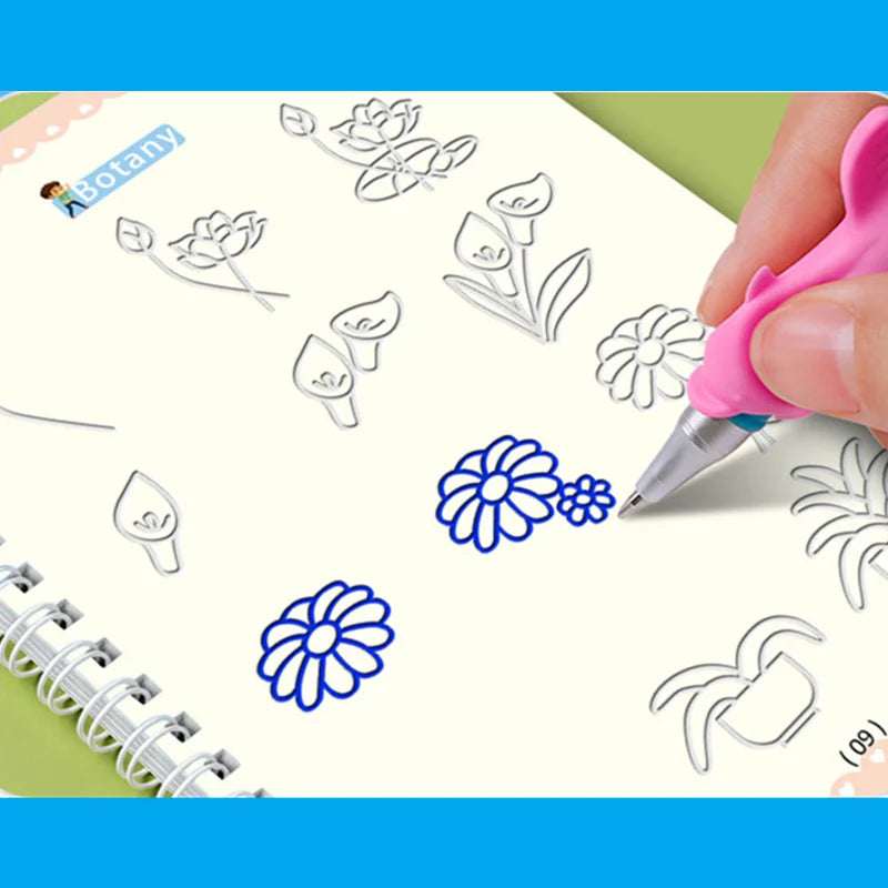 Reusable Magic Copybook Drawing Toys for Children Montessori Pen Control Training Writing Sticker Learning Educational Toy Ki