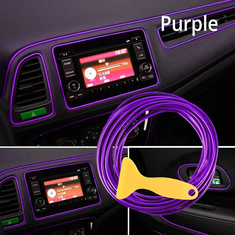1X Car Moulding Decoration Flexible Strips 5M Interior Auto Mouldings Car Cover Trim Dashboard Door Edgein Car-styling Univer