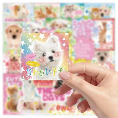 40pcs Retro Cute Cartoon Scrapbook Sticker Kawaii Puppy Kitten Bunny Journal Sticker DIY Decor Stationery Phone Shell Sticker