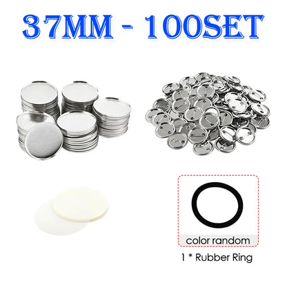 100Set Blank Badge Pin Button Maker Making Parts Supplies 25mm 32mm 37mm 44mm 58mm DIY Button Making for Punch Press Machine 
