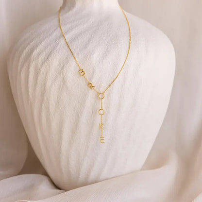 Custom Lariat Name Necklace Personalized Y Necklace Dainty Drop Name Jewelry Initials Necklace for Women Unique Gift for Her