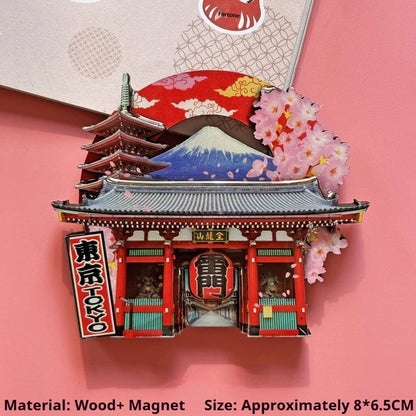 Japanese Travel Souvenir Fridge Magnet City Tourist Attraction Home Decor Basswood Resin Stickers Creative Gifts from Japan -