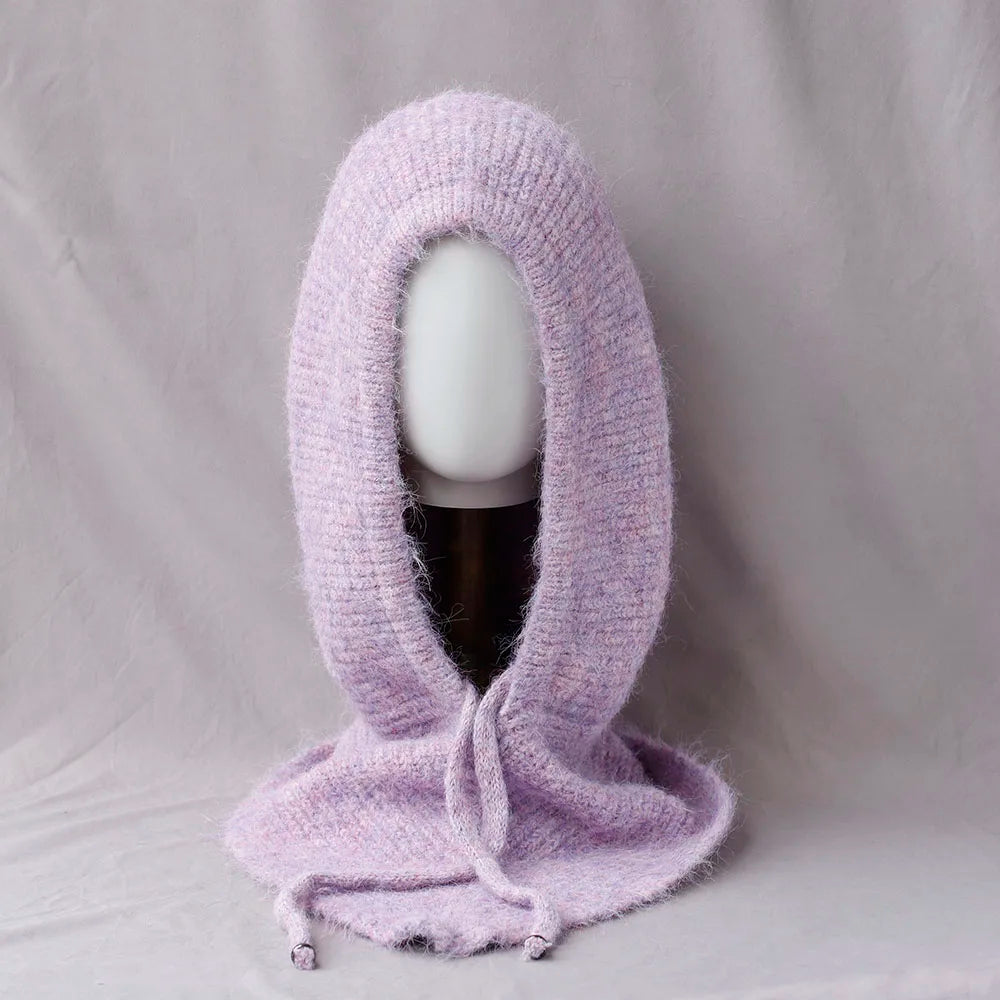 Unisex 100%Wool Knitted Balaclava Winter Ear Face Neck Protect One-Piece Scarf Hat Soft Warm Hooded Beanies Twist False Colla