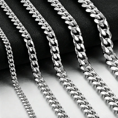Hip Hop Cuban Chain Necklace Rock Stainless Steel Basic Chain Men Necklace Simple Necklace For Women Fashion Party Jewelry