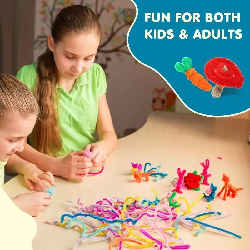 Wholesale Colorful Chenille Stems Pipe Cleaners Plush Tinsel Stem Wired Sticks Twist Stick Hair Strip DIY Craft Educational T