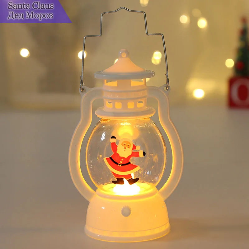 Portable LED Christmas Santa Claus Snowman Lanterns Indoor Decor Lights Battery Powered for Home Xmas New Year Navidad Orname