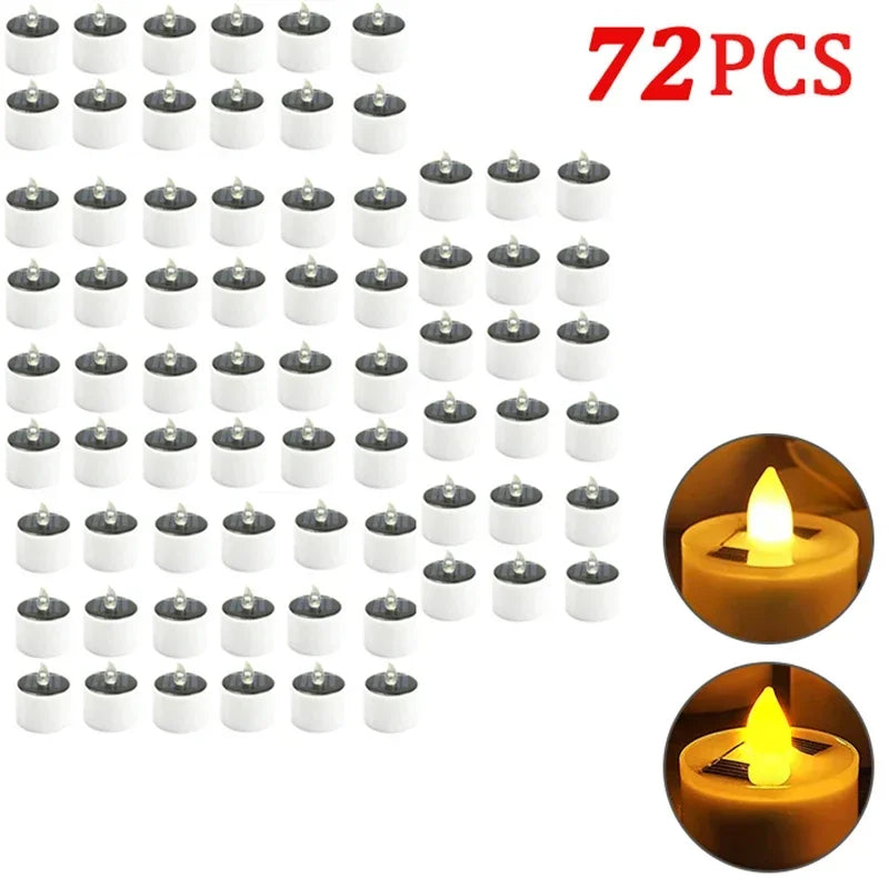 Solar Tea Light Led Candles Flameless Outdoor Waterproof Solar Tea Lights Rechargeable Candles for Party Garden Home Decor
