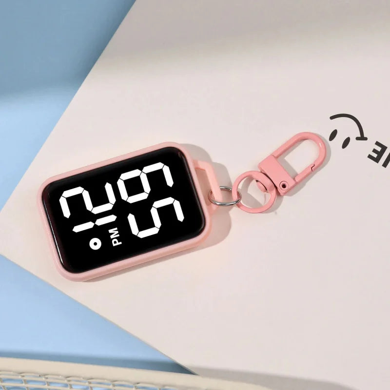 LED Keychain Pocket Watch Digital Display Electronic Watch for Youngster Student Backpacks Keys Pendant Timepiece Present