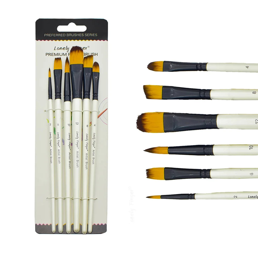 6pcs Artist Paint Brushes Set Artist Paintbrushes For Acrylic Oil Watercolor Acrylic Painting For Body Face Rock Canvas - 6pc