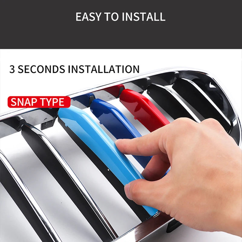 3PCS ABS Tri-colour Car Racing Grills Trim Strips For BMW 1 Series E81 E82 E87 E88 F20 F40 M-Power Styling Exterior Accessori