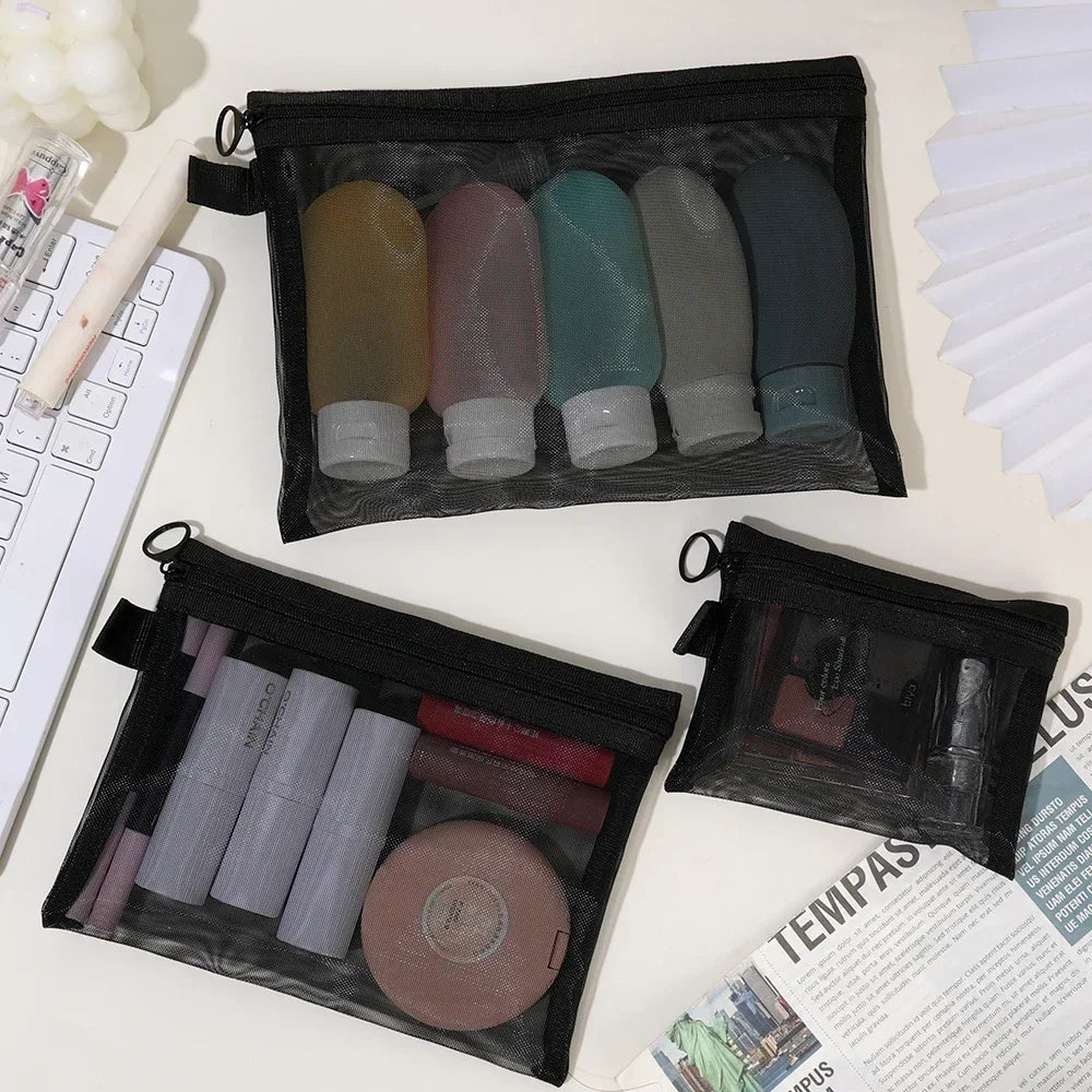 1/3pcs Mesh Clear Cosmetic Bags Small Large Black Makeup Bag Portable Travel Toiletry Organizer Case Lipstick Storage Pouch -