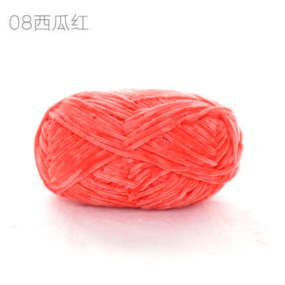 Pear Lustre Chenille Yarn 148Meters/Skein 2mm Thin Pleuche Wool Rope for Hand Crochet Dolls Shoes Materials - 08 Watermelon R