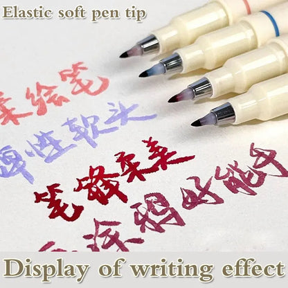 12/6 Color Vintage Watercolor Lettering Art Marker Drawing Pen Set Multicolor Soft Brush Tip Calligraphy Painting Art Supplie
