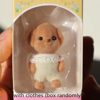 Limb Movable Forest Family Animal Figure Poodle Flocked Shaggy Figurine Dog Model Toy Dollhouse Miniatures Accessories For Ki