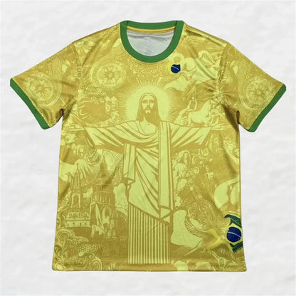 Summer Football Training Top Brazil Special Edition Jesus Black Grey Football Jersey Adult Children Outdoor Quick-drying Tshi