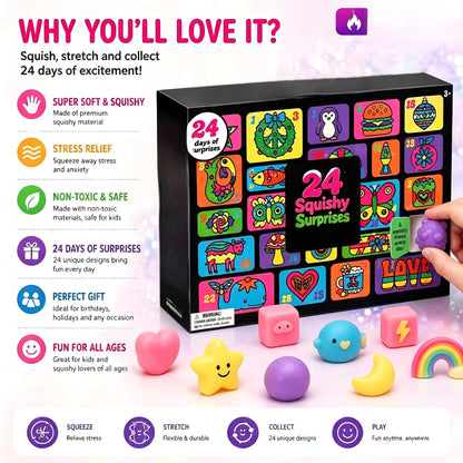 Christmas Easter Advent Calendar 24 Pcs Unique Cute Squishy Fidget Toy Slow Rebound Anxiety Relief Mystery Surprise Gift Box