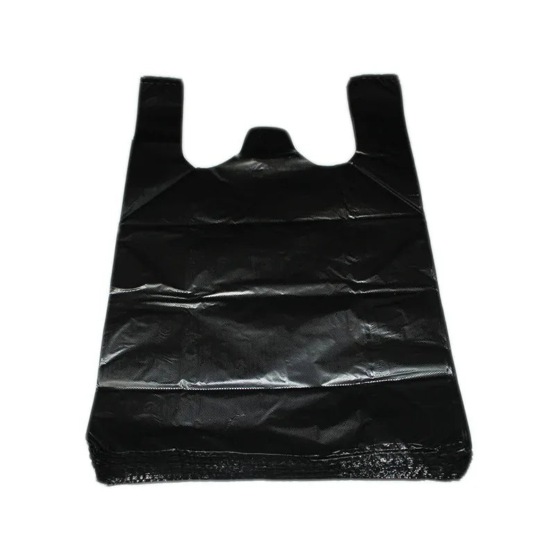 100PCS Black Thickened Plastic Vest Bags - Supermarket Shopping Bags for Takeaway Kitchen Garbage Storage Packing Storage Bag