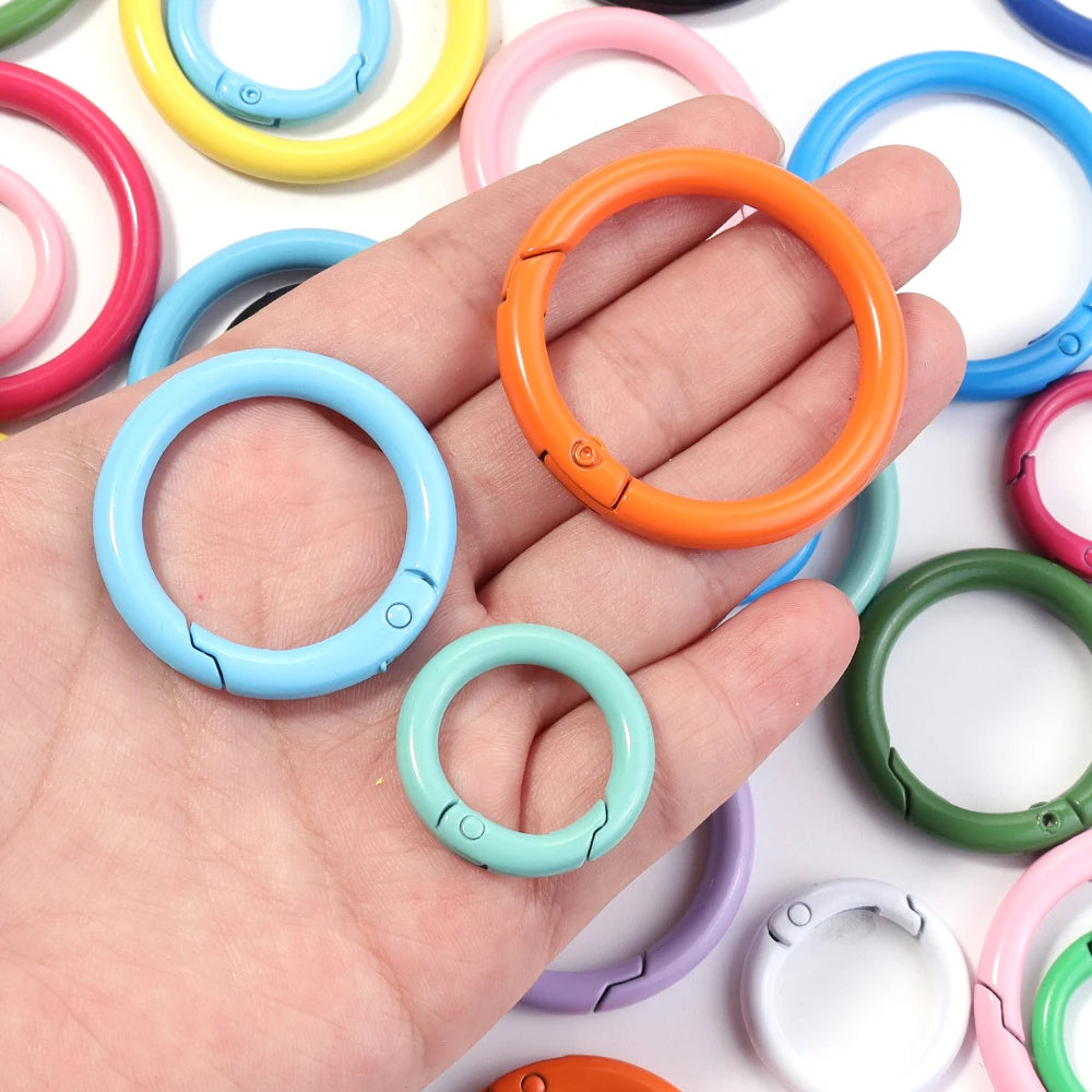 5-10pcs/lot Colorful Spring Clasps Openable Round Carabiner Keychain Bag Clips Hook Dog Chain Buckles Connector For DIY Jewel