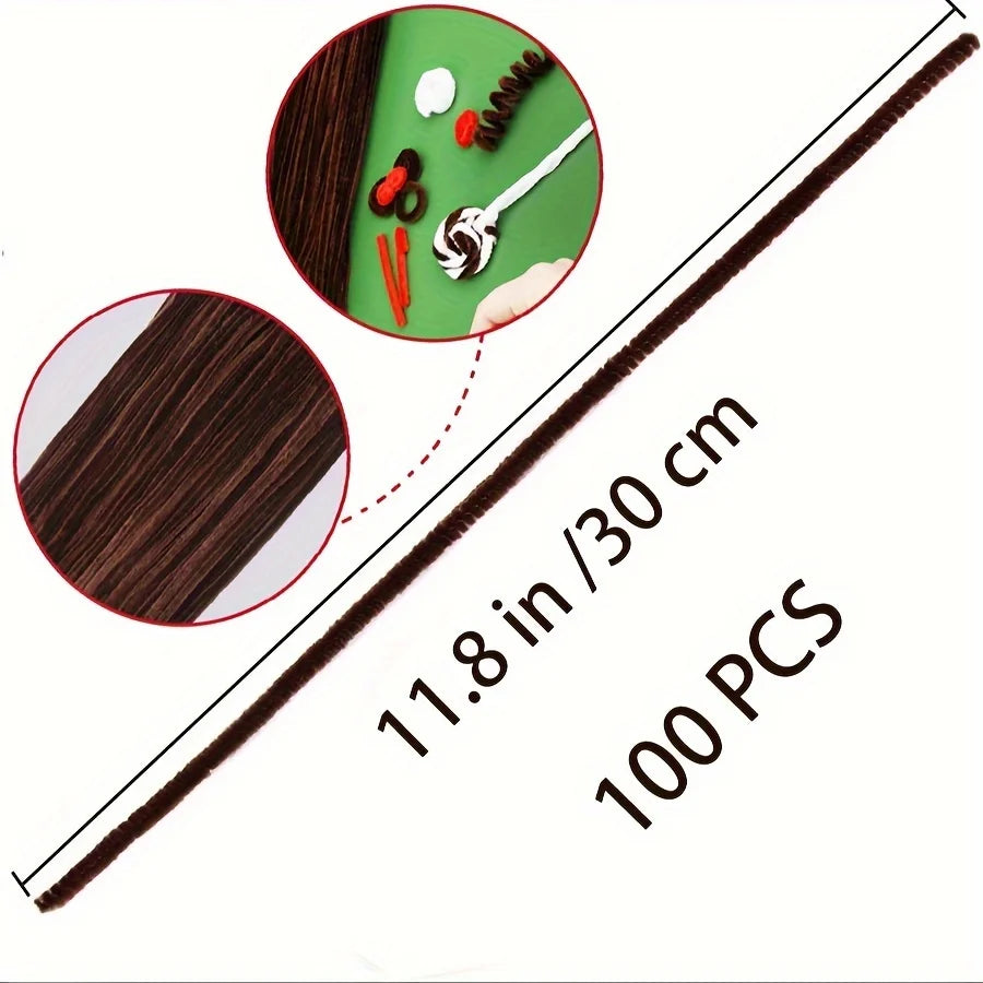 100 Pcs Coffee Pipe Cleaners,Pipe Cleaners for Crafts,Pipe Cleaner Crafts,Chenille Stems for Craft Kids DIY Arts&Crafts Suppl