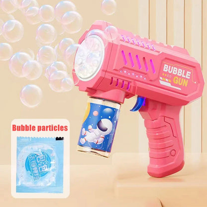 6-hole Dinosaur Bubble Machine Electric Bubble Gun with Light Fully Automatic Bubble Gun Automatic Soap Blower Outdoor Game T