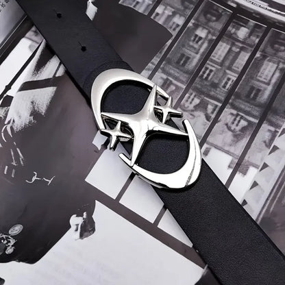 Stylish Oval Cross Metal Buckle Belt - Durable, Simple, and Universally Compatible - Unisex Gift Idea for Men and Women