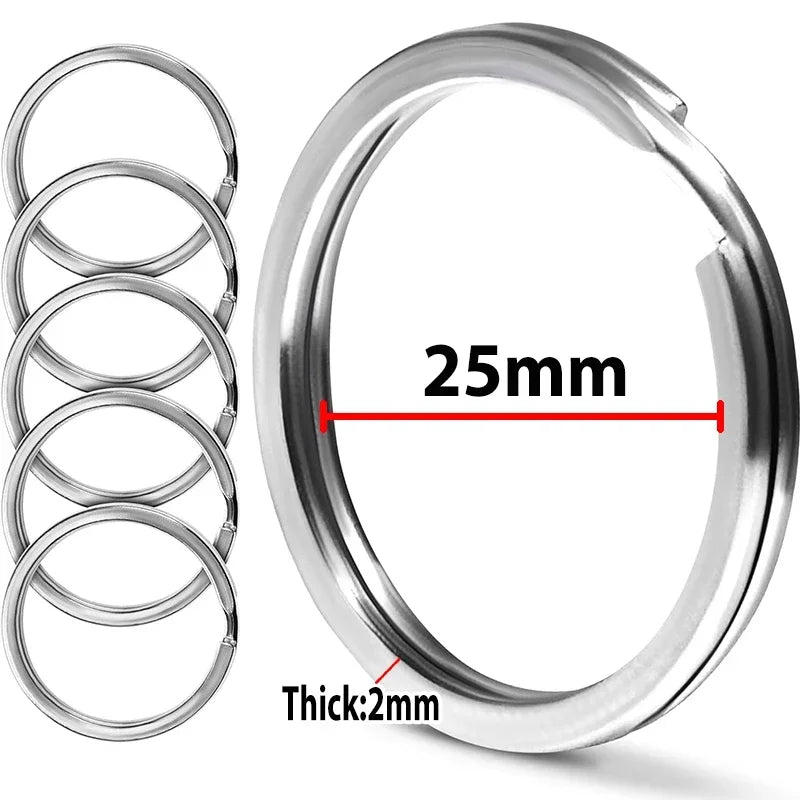 10-30pcs Stainless Steel Key Rings Polished Silver Round Flat Wire Split Key Ring for Jewellery Making Car Keyring DIY 25-35m