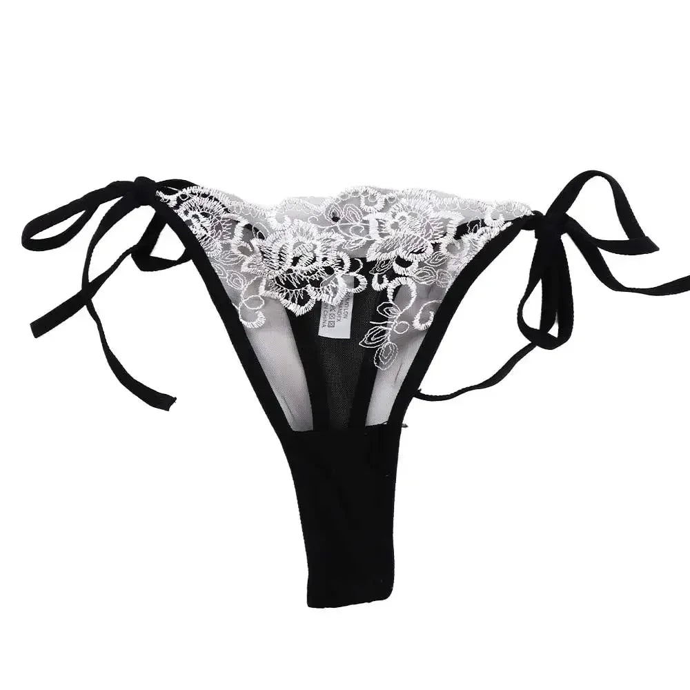 Ladies Women Embroidery Transparent Lingerie Lace Panties Underwear Panty Brief - nude