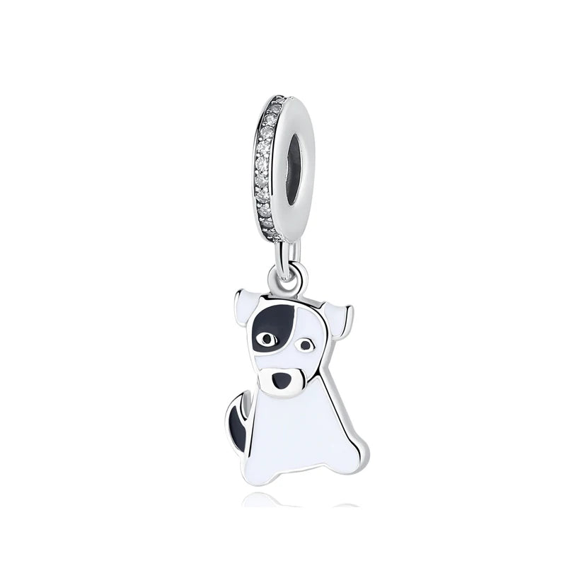 Original 925 Sterling Silver Charms Love Pets Dog Cat Paw Print Pendant Beads Fit Brand Bracelets Necklaces Women DIY Jewelry