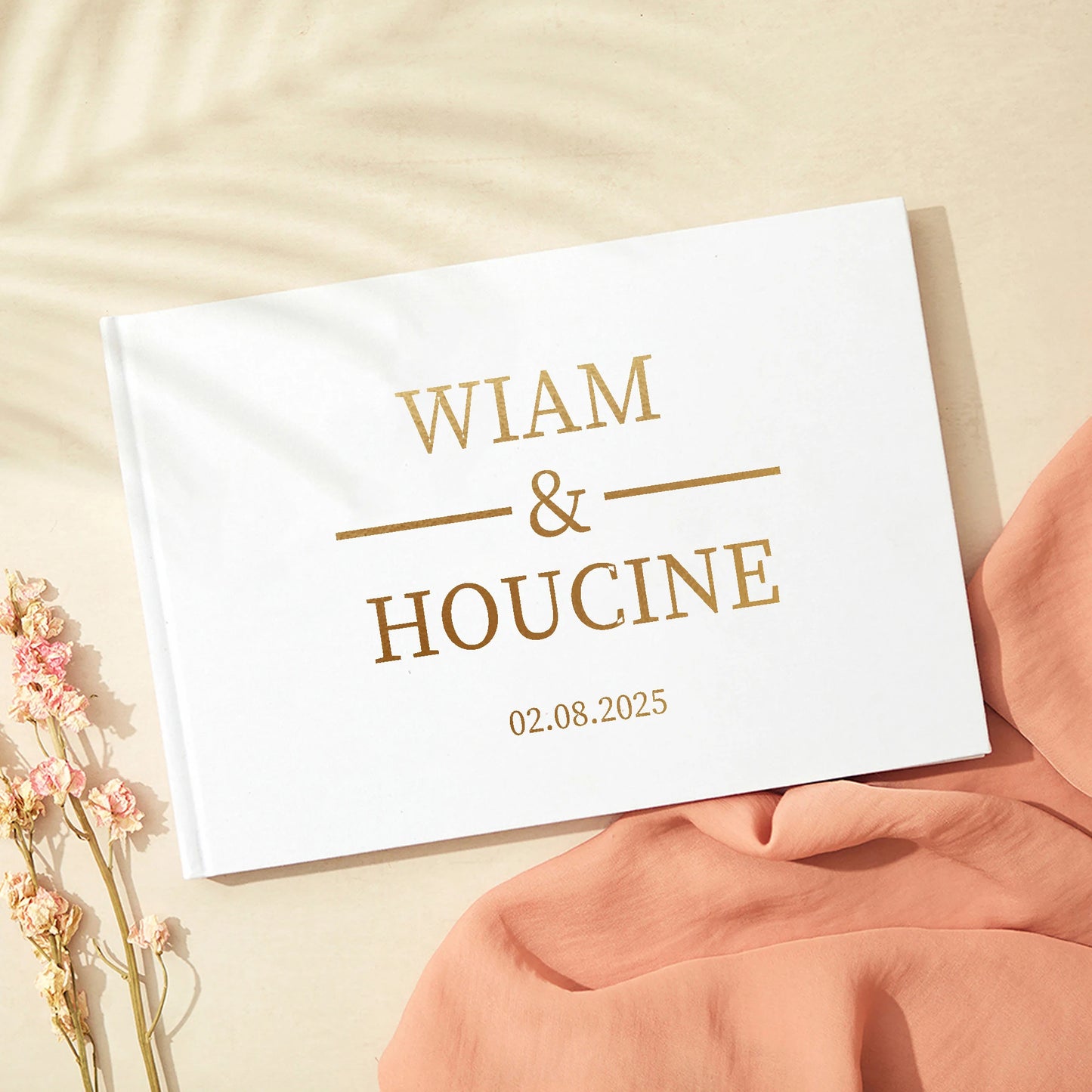 Personalized Guest Book for Wedding Noble Message Photo Album Simple Elegant Horizontal Wedding Reception Signing Book Party 