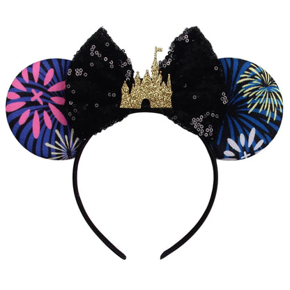 New Christmas Halloween Mouse Ears Headband Cartoon Sequin Bows Headband Birthday Party Princess Cosplay Costume For Women Ad
