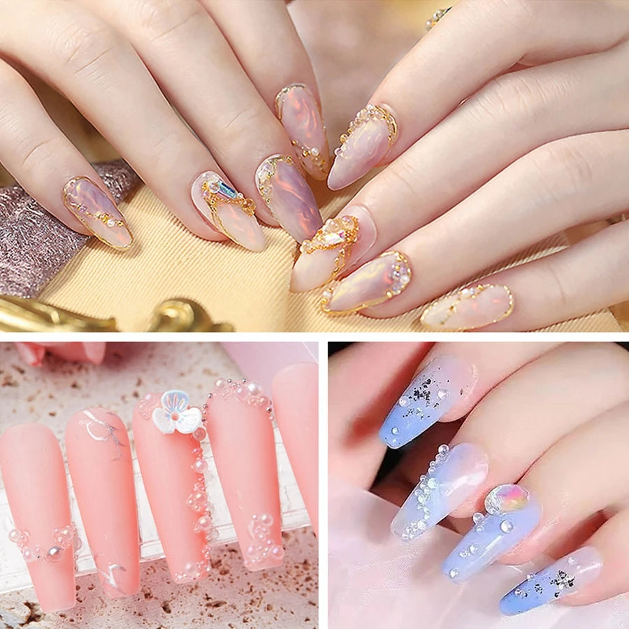 Nails Art Bubble Rhinestones Purple Yellow Pink Accessories Glass 3d Epoxy Glass Parts 1 Box Material Charms