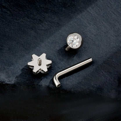 Right Grand ASTM F136 Titanium CZ Flower VCH Piercing 14G L-Bend Barbell Christina Piercing Jewelry