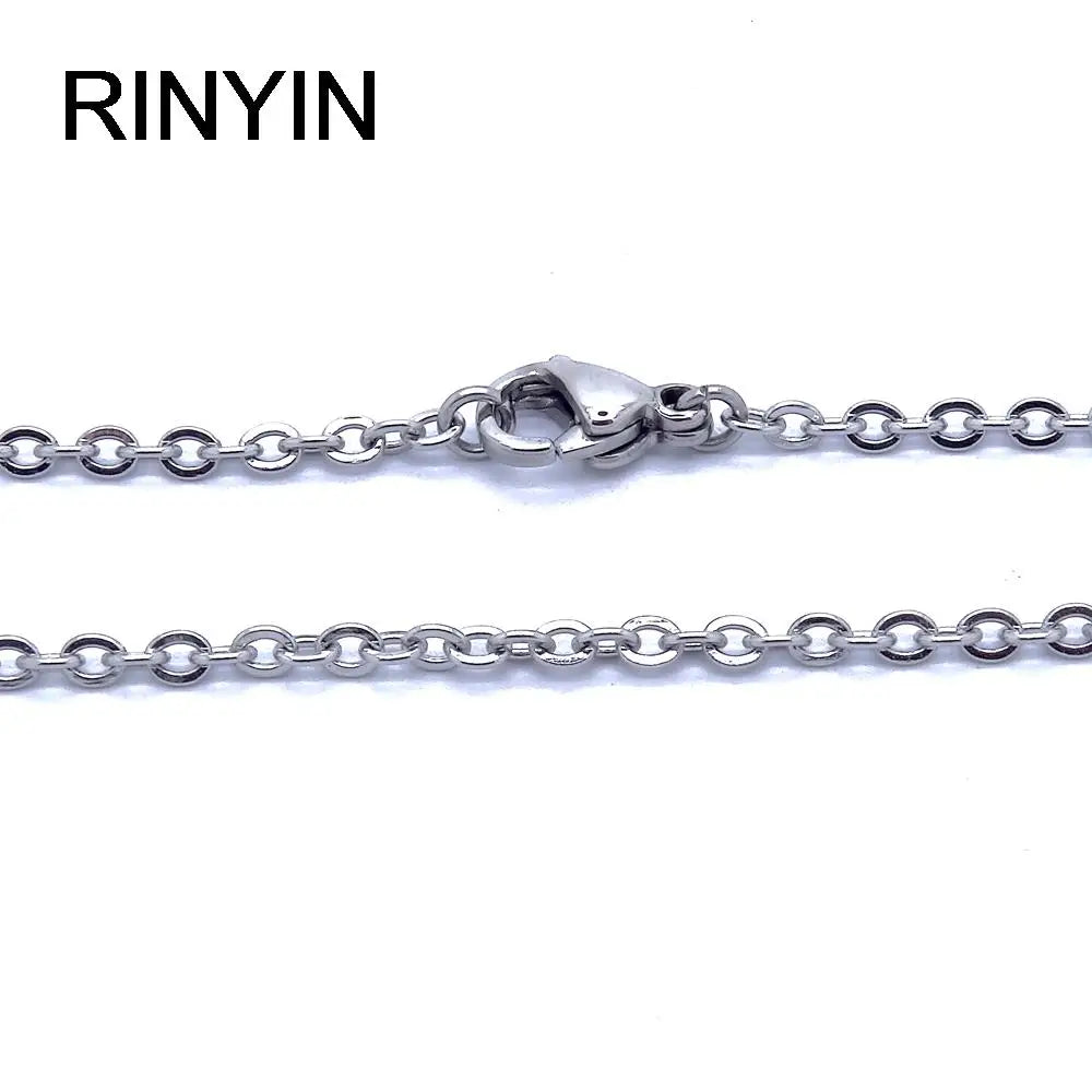 Men Women Jewerly 1mm 16" 18" 20" 22" 24" Inches Links Chain Fashion Necklace Stainless Steel Necklace Classic Pop Rolo Chain