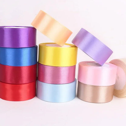 25yards/Roll 40mm Satin Ribbons Crafts Bow DIY Gift Wrap Wine Red Orange Yellow Green Blue Purple Black Gray Gold White Ribbo