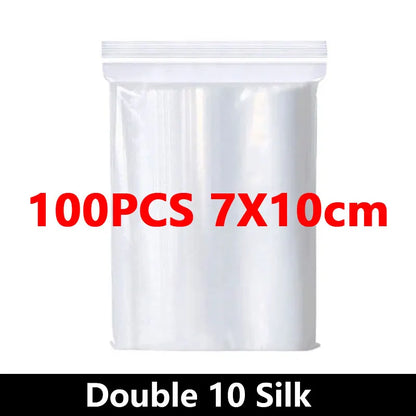 100Pcs Thicken Zipper Sealed Bags Clear Plastic Storage Bag for Small Jewelry Food Packing Reclosable Ziplock Sealing Bags - 
